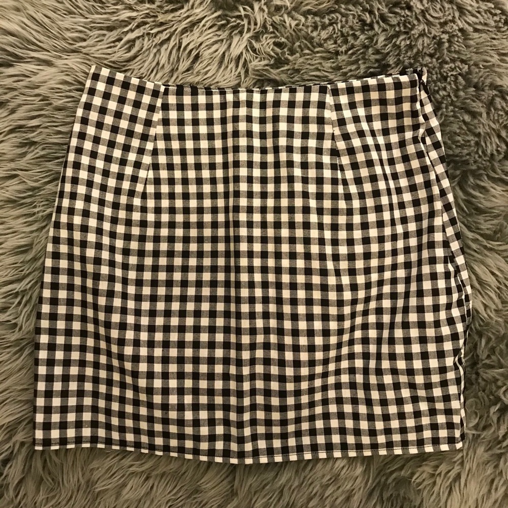 Black and White Gingham Mini Skirt